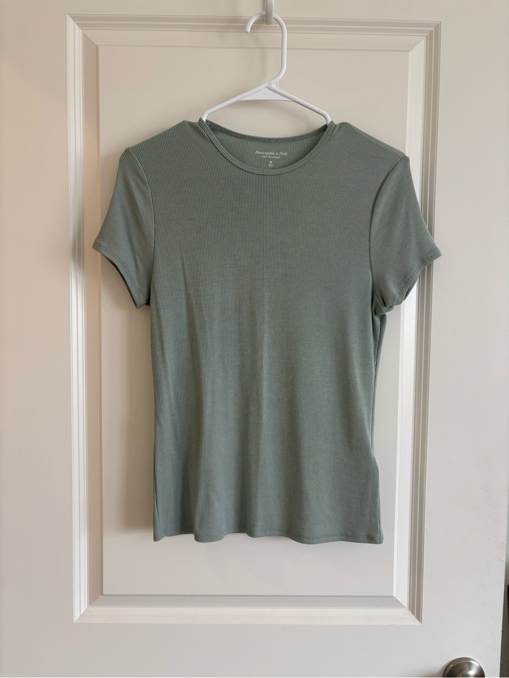 Abercrombie & Fitch Sage Green Short Sleeve Ribbed Crew Tee